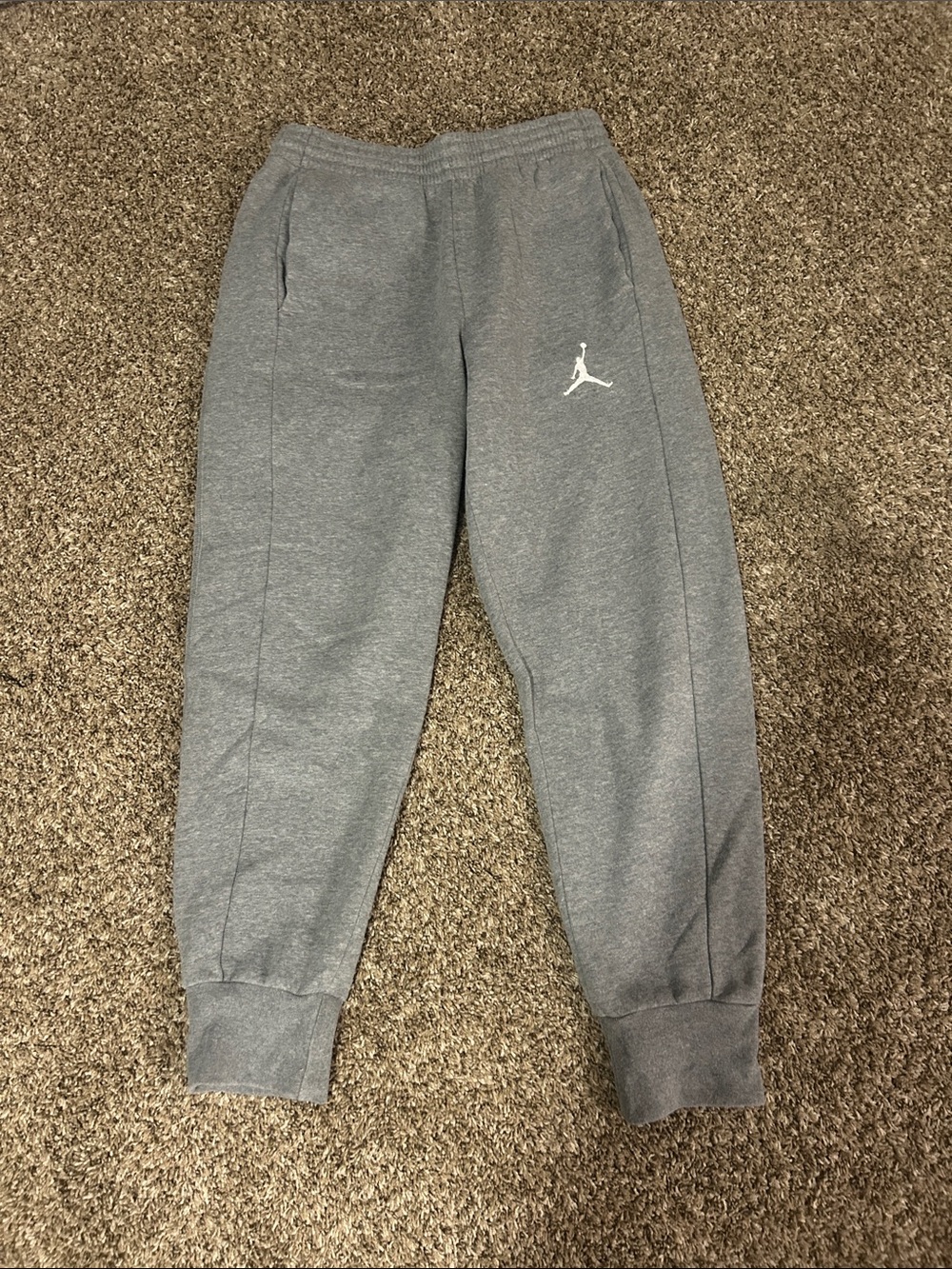Jordan Gray Sweat Fleece Joggers with White Jumpman